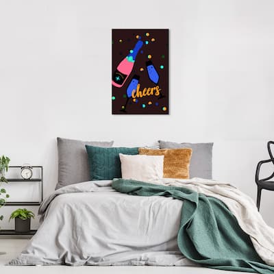 Wynwood Studio Canvas Drinks and Spirits First Cheers Blue and Modern & Contemporary Wall Art Canvas Print