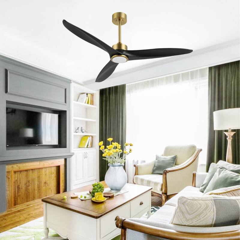 GetLedel 52-in Solid Wood Propeller LED Ceiling Fan with Remote and Light