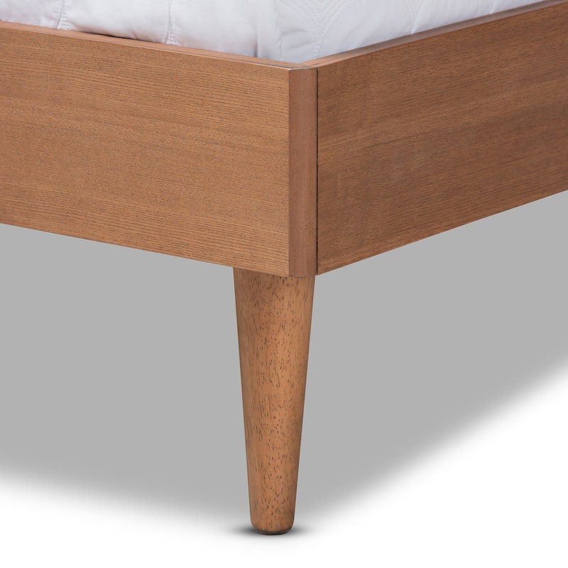 Mid-Century Modern King Bed - Wood & Synthetic Platform Bed with Headboard