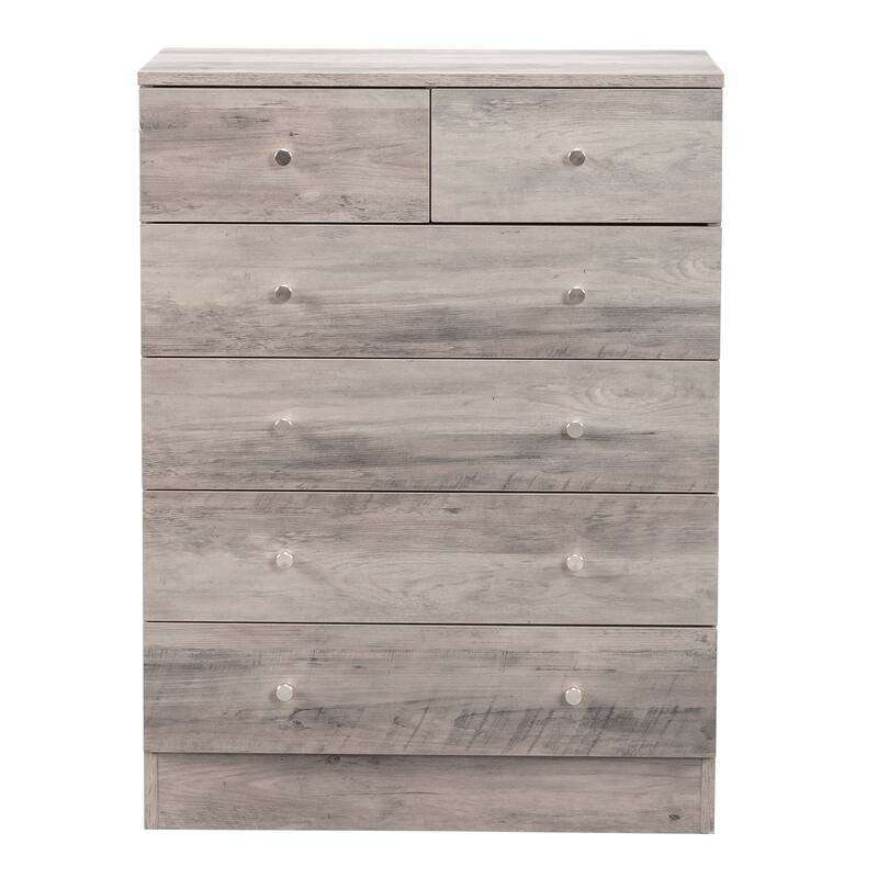 Modern Simple Dresser P2 Particle Board Storage for Bedroom, Living Room, or Home Office - Gray - 6-drawer