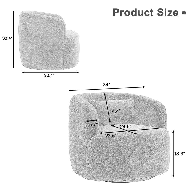 2Set Modern 360-degree Rotation Teddy Barrel Chairs