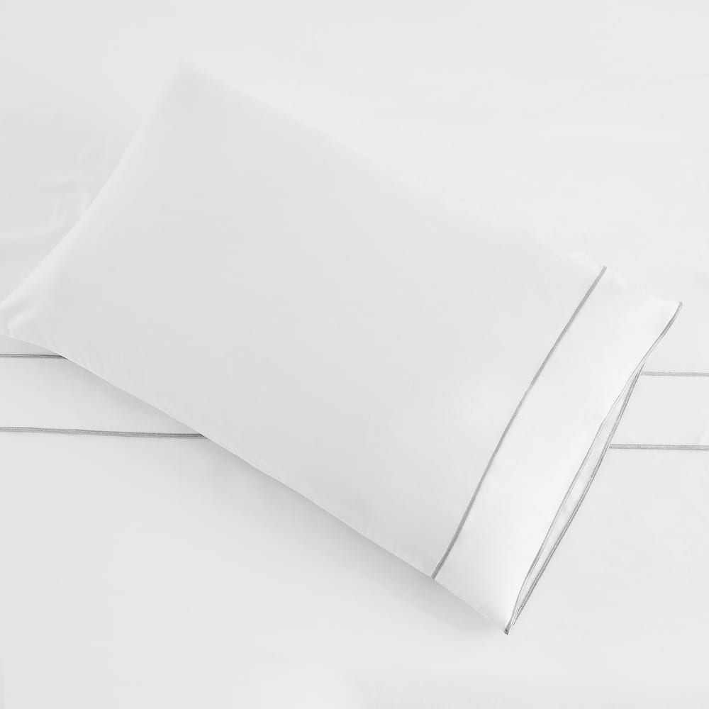 Home Sweet Home Collection 600TC Cotton Stripes Embroidery Edges Sheet Set & Pillowcases