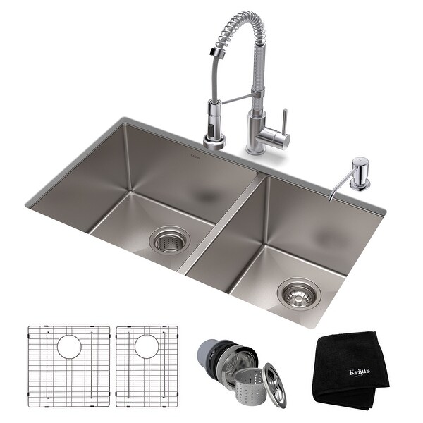 Kraus 3-in-1 Set Undermount Kitchen Sink, Pulldown Faucet, Dispenser. Opens flyout.
