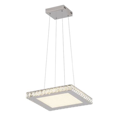 Dimmable LED Pendant Lighting with Stainless Steel Frame and Clear Crystal Accents