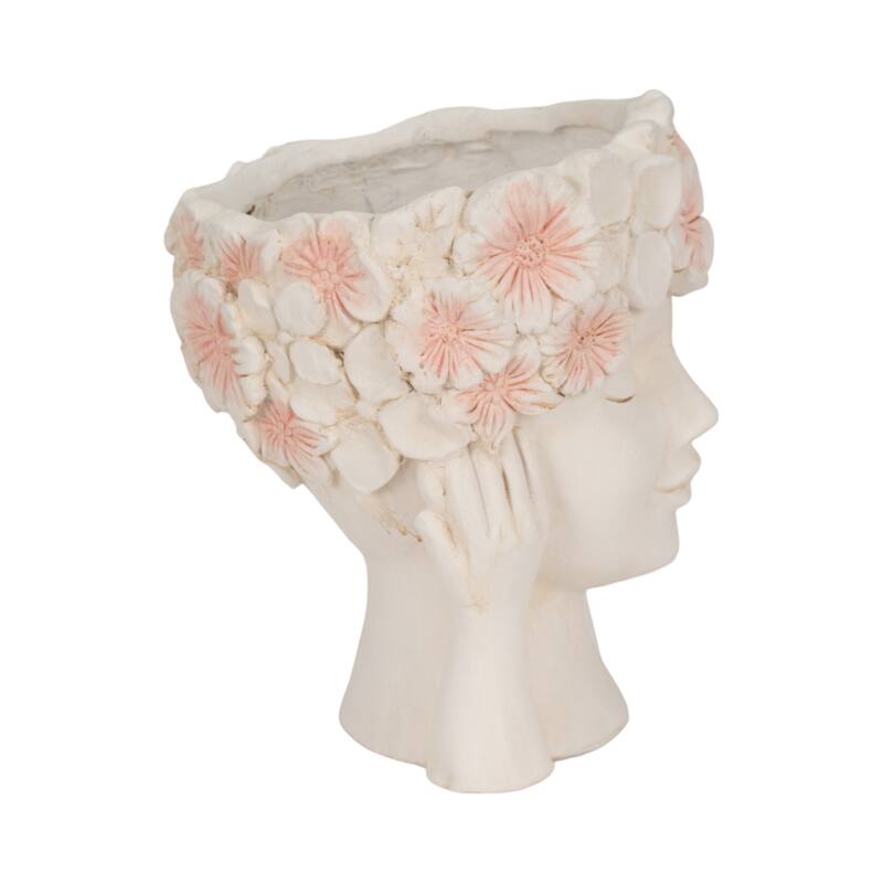 Unique Bust Style Resin Planter or Flower Pot with Crown Detail