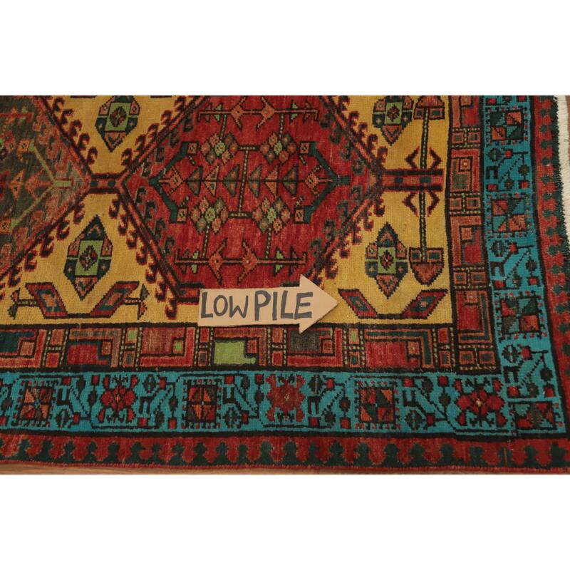 Hand Knotted Oriental 100% Wool Carpet Traditional Geometric Yellow & Gold Ardebil Runner Rug - 7' 1'' X 3' 2''