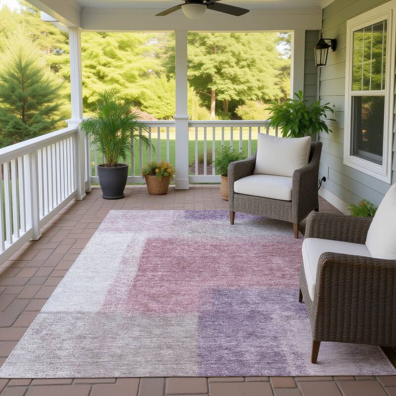 Machine Washable Indoor/ Outdoor Solid Contemporary Chantille Rug