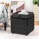 preview thumbnail 36 of 58, Adeco Fabric Square Storage Ottoman with Tray