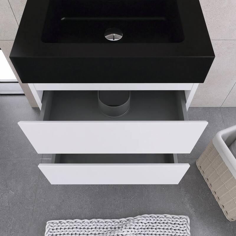 Single Sink Floating Bath Vanity in with Solid Surface Top