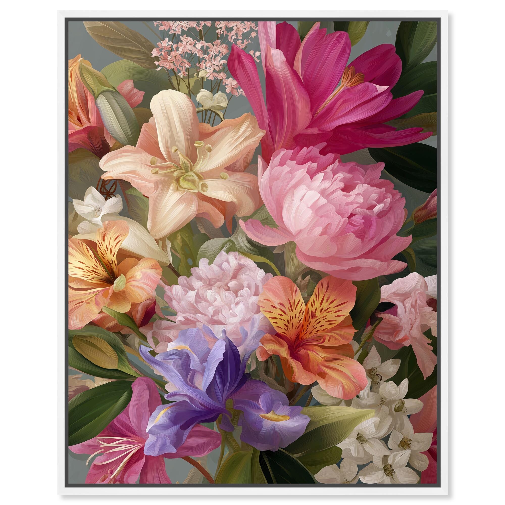 Over Bloom I Flower Art Pints Framed Canvas Print by Art Remedy