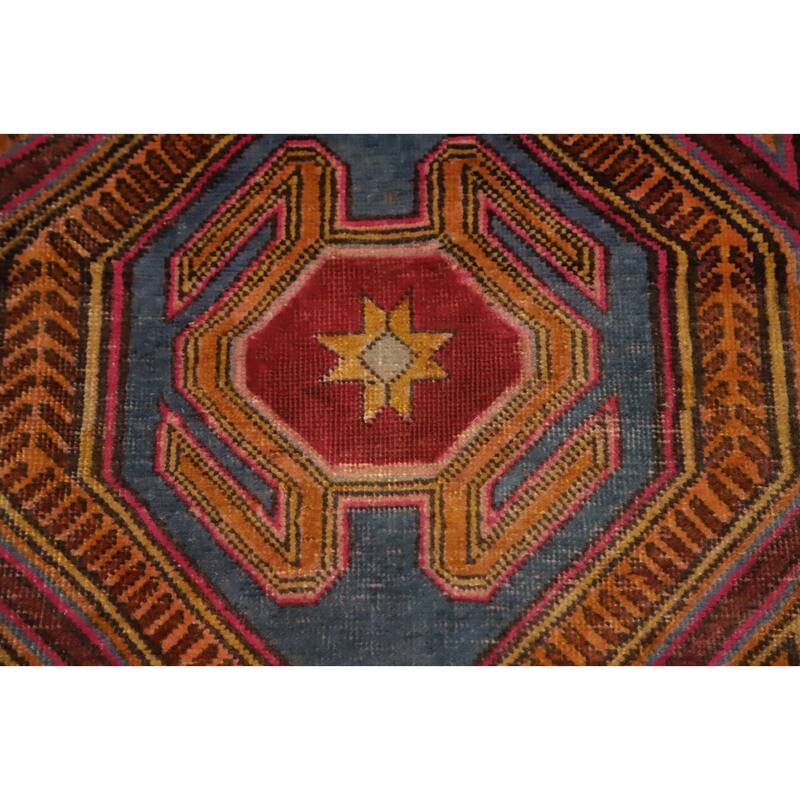 Hand Knotted Oriental 100% Wool Carpet Traditional Tribal Brown Ardebil Runner Rug - 9' 5'' X 3' 10''
