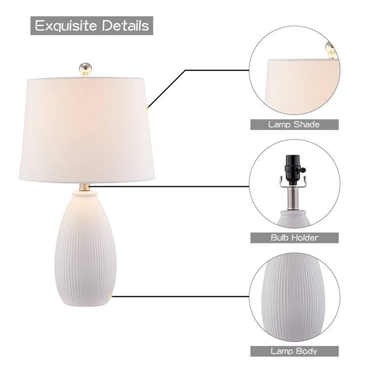 22.25" Ceramic Round Table Lamp (Set of 2)