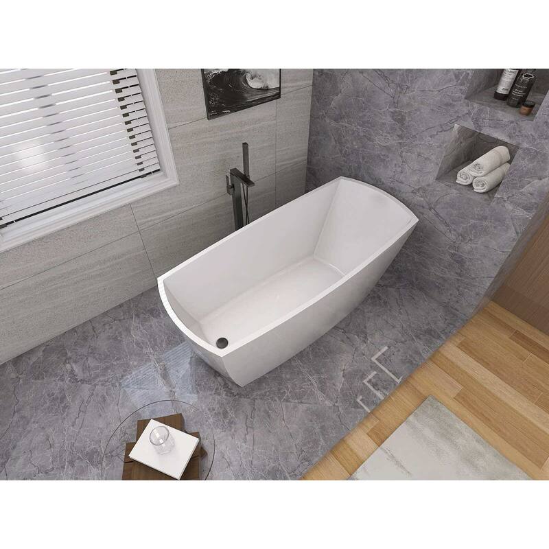 Peter Soaking Single Slipper Rectangular Bathtub in Glossy White