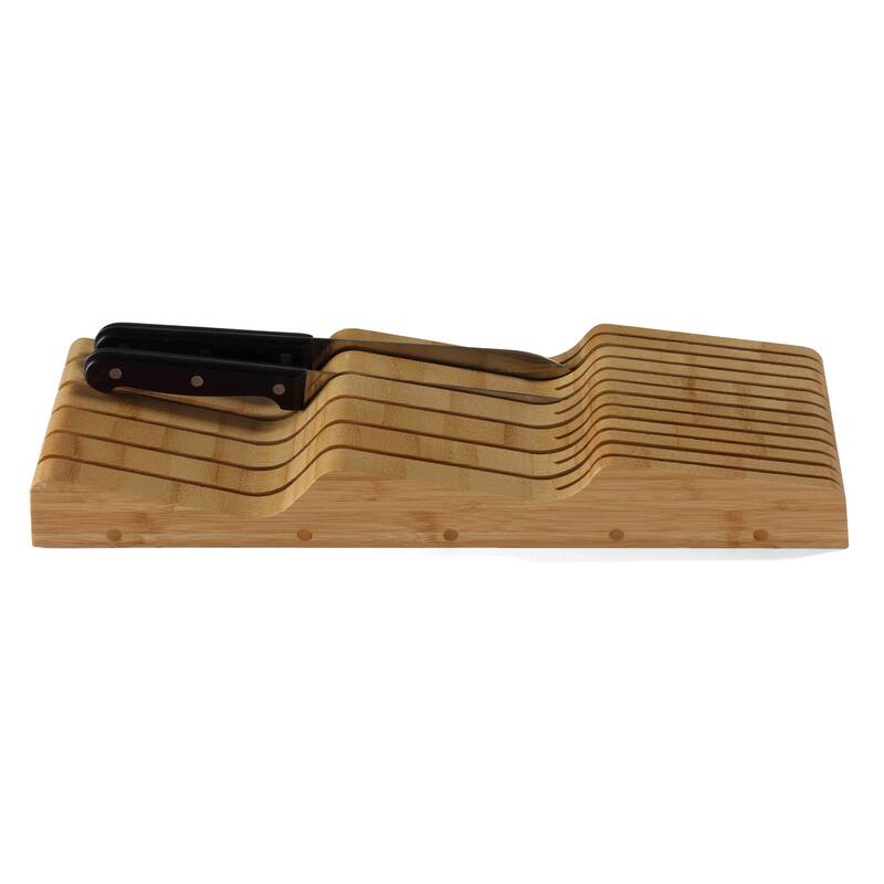 Cortesi Home Kassandra Natural Bamboo In-Drawer Knife Block