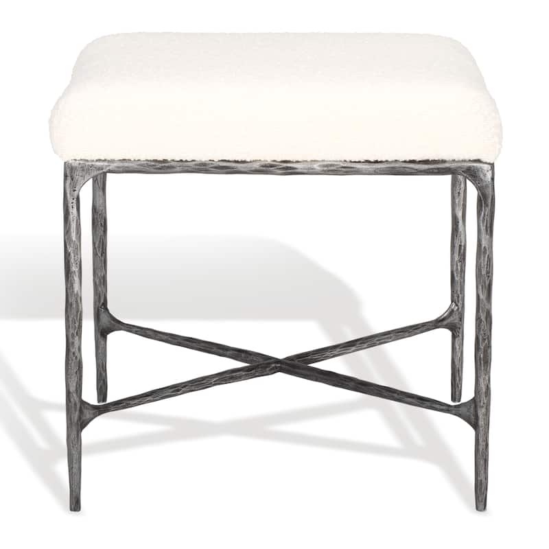 SAFAVIEH Couture Friedegund Ottoman (Fully Assembled) - Ivory/Black