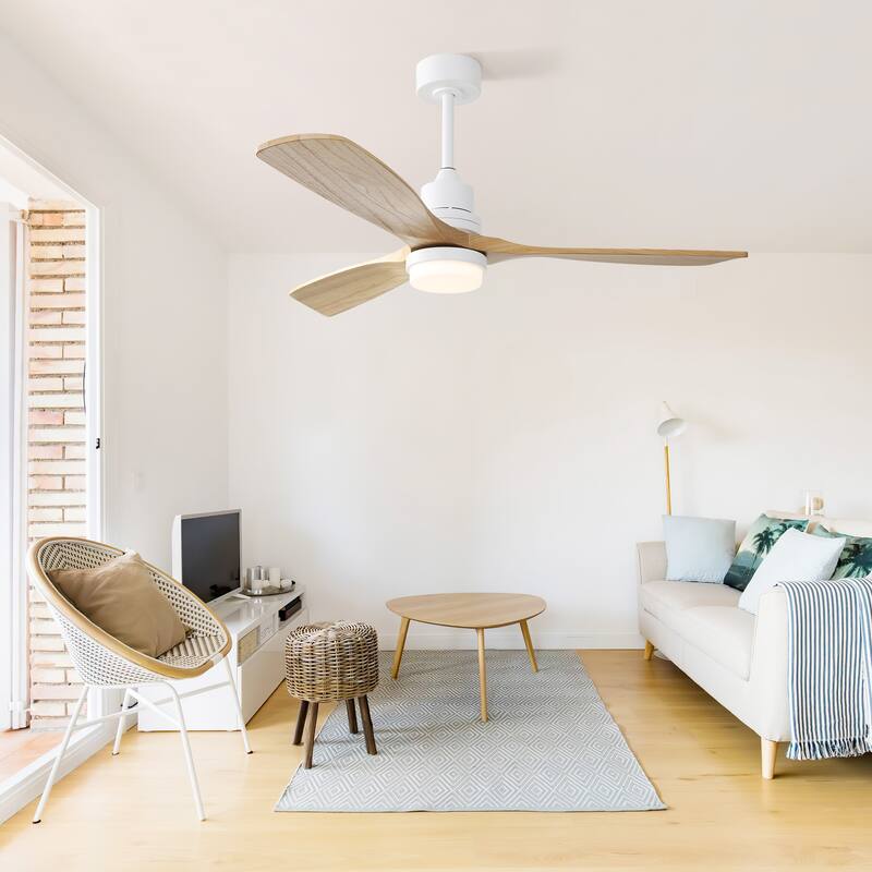 52 Inch Ceiling Fan With Dimmable Led Light 6 Speed Remote 3 Wood Blade Reversible DC Motor For Bedroom