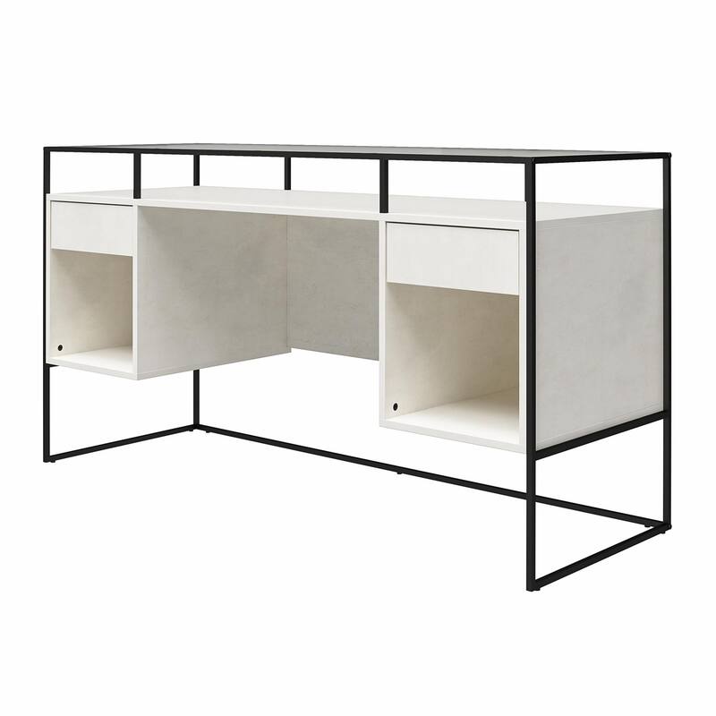 Ameriwood Home Creedmore Modern Desk with Fluted Glass Top