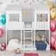 preview thumbnail 1 of 16, Full Over Full Wood Bunk Bed With Roof,Window,Guardrail And Ladder,Sturdy Construction White