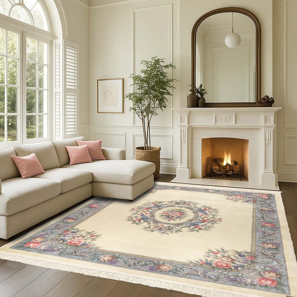 Gertmenian Orient Estate Hand Made Traditional Floral Border Medallion Hand Knot Wool Area Rug Collection