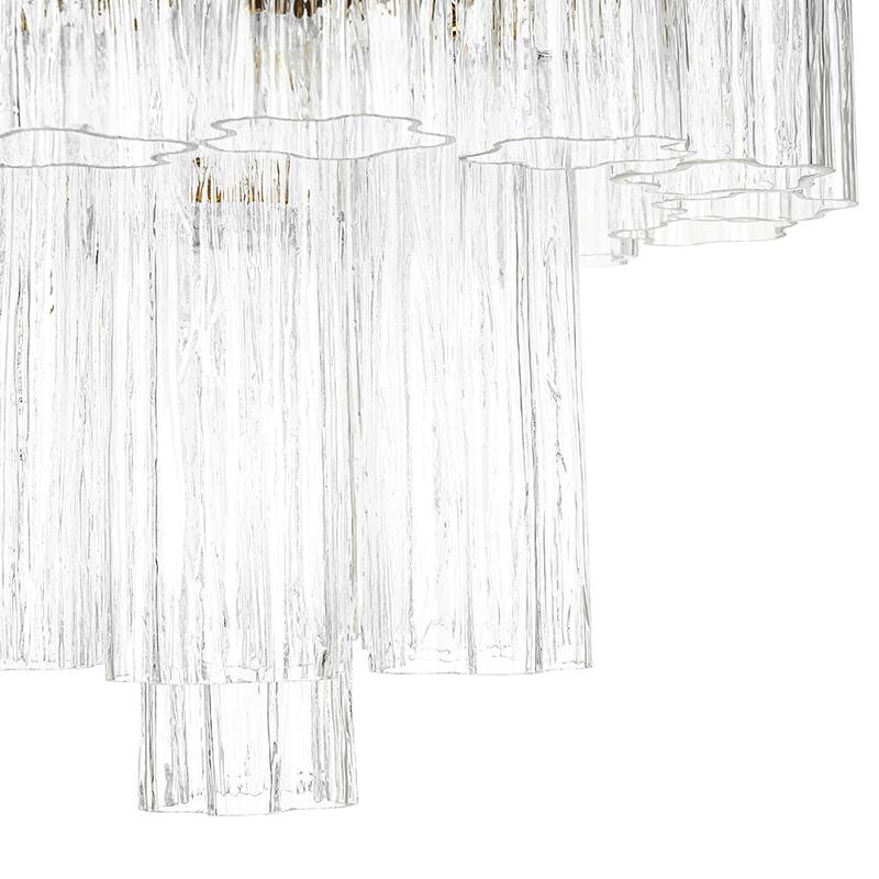 3-Light Modern Clear Textured Tronchi Glass Chandelier