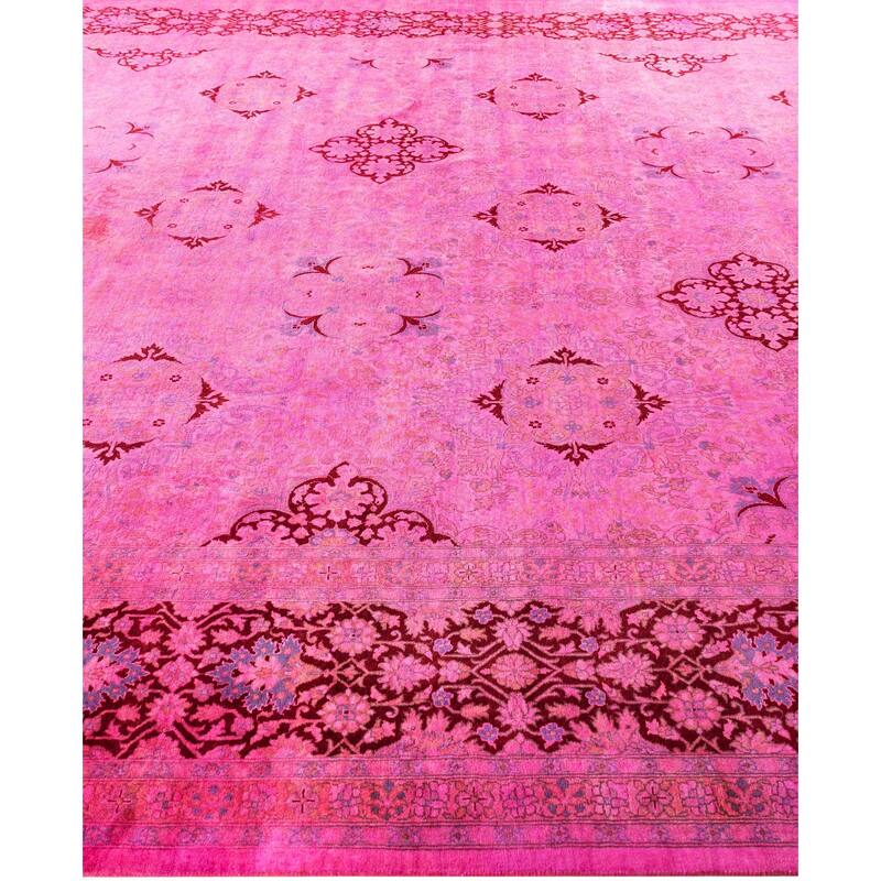 Overdyed One-of-a-Kind Hand-Knotted Area Rug - Pink - 9' 1" x 18' 10"