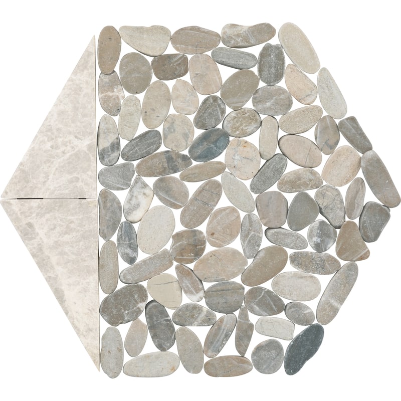 Daltile Pebble Oasis Natural Stone Tri-Hex Pebble Mosaic 11" x 10" (17 PC per Carton) (10.89 SQFT per Carton)