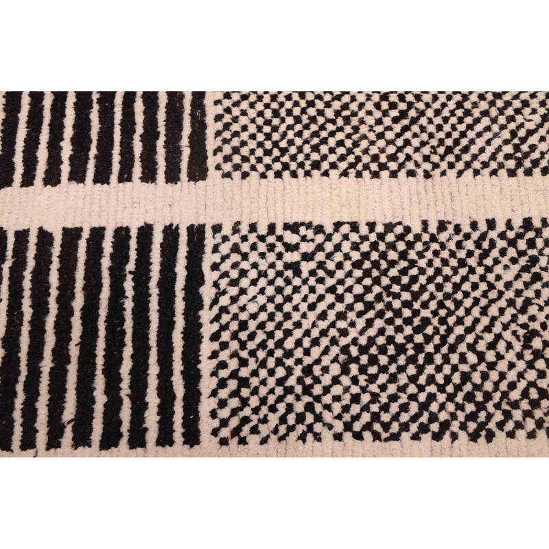 ECARPETGALLERY Hand-knotted Pak Finest Marrakesh Black, Cream Wool Rug - 8'0 x 9'11