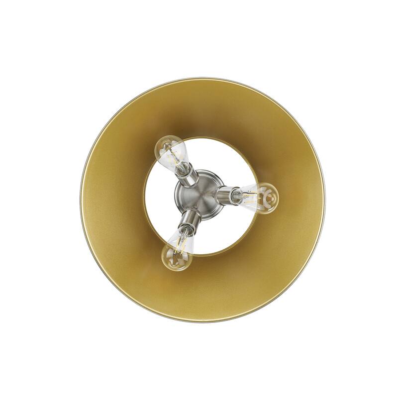 Yep by Golden Lighting Orwell 3-light Flush Mount in Pewter and Aged Brass shade - Silver