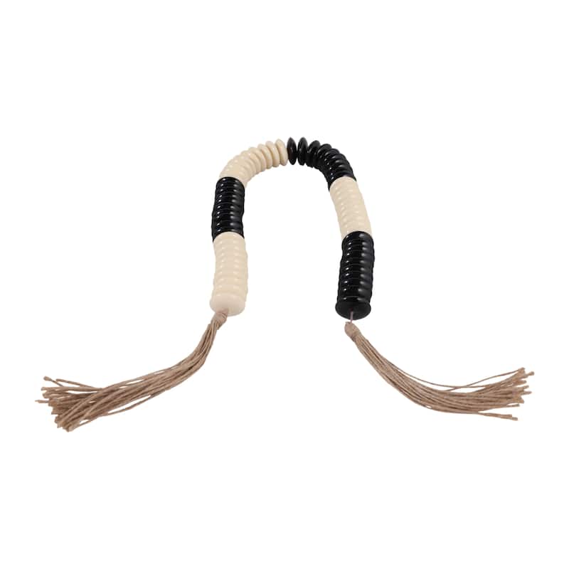 Polyresin Jute Beads Woven Decorative Contemporary - 1" Ivory/Black - 40" x 1.25" x 1.25" - Ivory - 40" x 1.25" x 1.25"