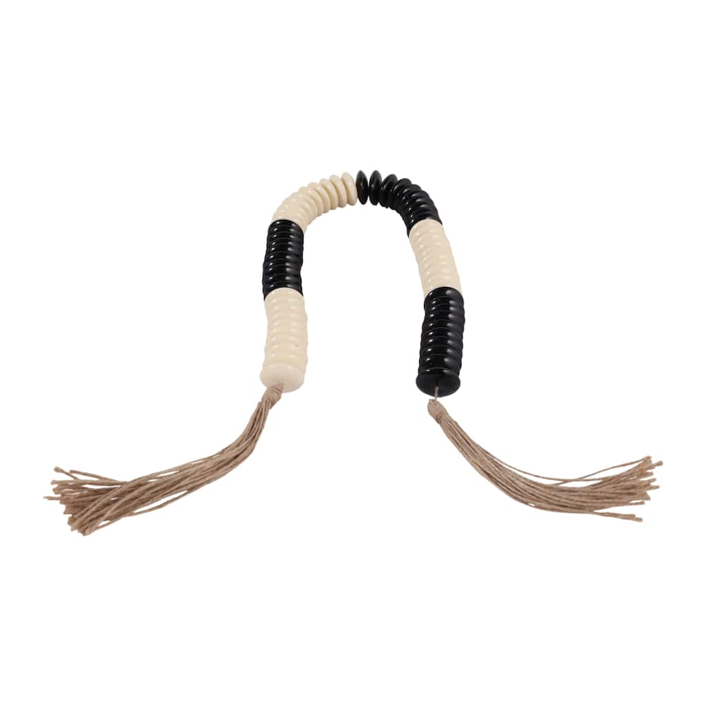 Polyresin Jute Beads Woven Decorative Contemporary - 1" Ivory/Black - 40" x 1.25" x 1.25"
