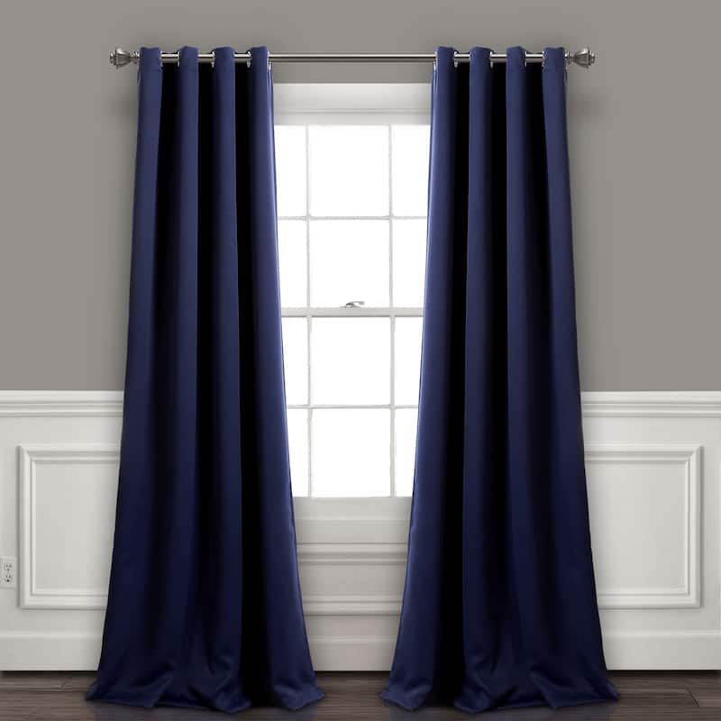Lush Decor Insulated Grommet Blackout Curtain Panel Pair - 52"W x 120"L - Navy
