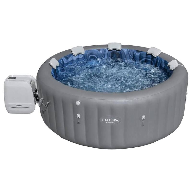 Bestway SaluSpa Santorini HydroJet Inflatable with 180 Soothing Jets, Gray - 182.57