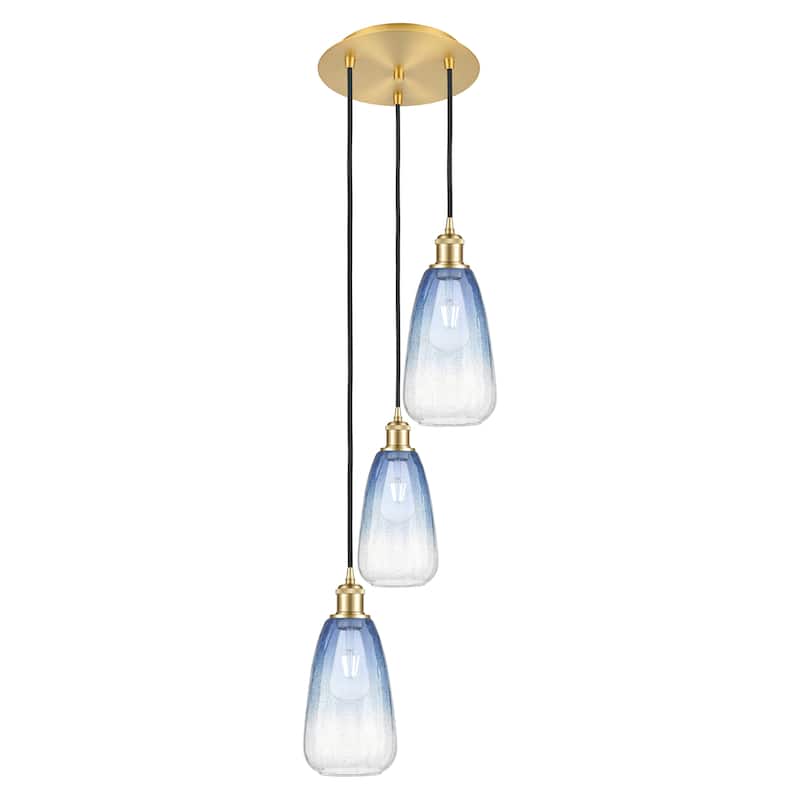 Innovations Lighting Endless Possibilities Ballston - Brookhaven Almond - 3 Light 13" Cord Hung Multi Pendant - Satin Gold/Sapphire Blue