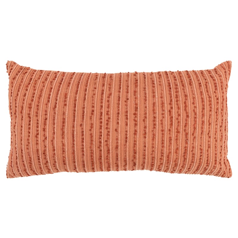 Rizzy Home Tonal Stripe Textured Solid Throw Pillow - Terra Cotta
