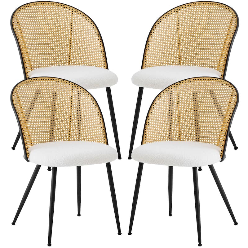 Modern Upholstered Rattan Dining Chairs Set of 2/4