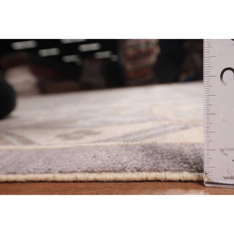 All-Over Gray Oushak Turkish Large Rug Hand-Knotted Wool Carpet - 10'3"x 13'10"