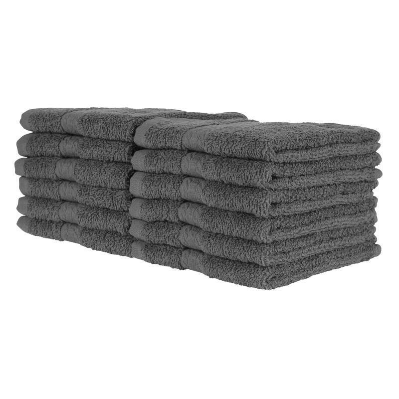 Arkwright True Color Towel Sets - Washcloth - Set of 12 - Black