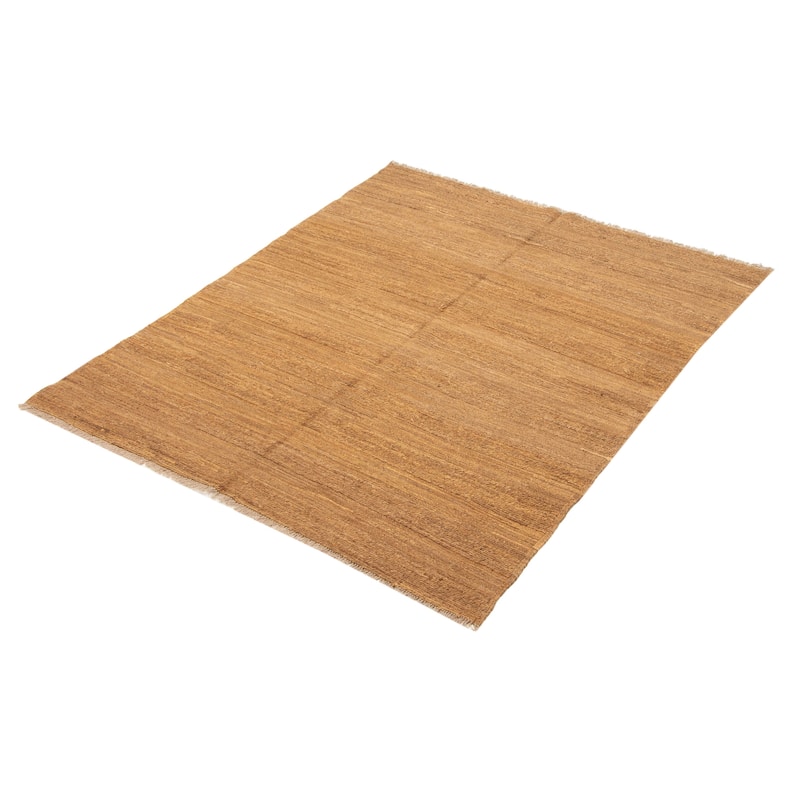 ECARPETGALLERY Flat-Weave Natural Chocolate Wool Tapestry Kilim - 5'7 x 6'9