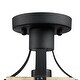 preview thumbnail 6 of 10, 1-Light Black and Wood Farmhouse Open Cage Semi-Flush Mount Ceiling Light - 6.3"W