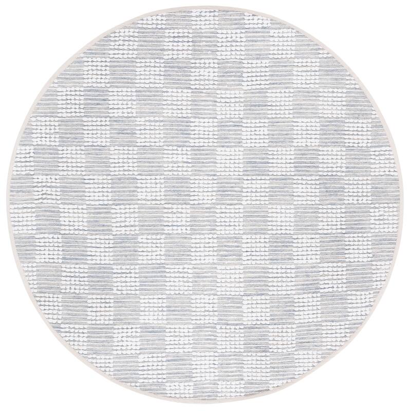 SAFAVIEH Handmade Montauk Noga Casual Cotton Rug - 6' Round - Silver/Ivory