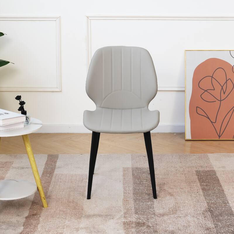 Modern Dining Chair Living Room Black Metal Leg Dining Chair, 2pcs