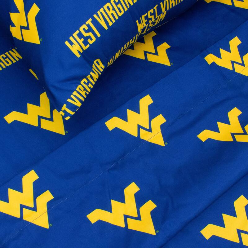 West Virginia Mountaineers 100% Cotton Sheet Set