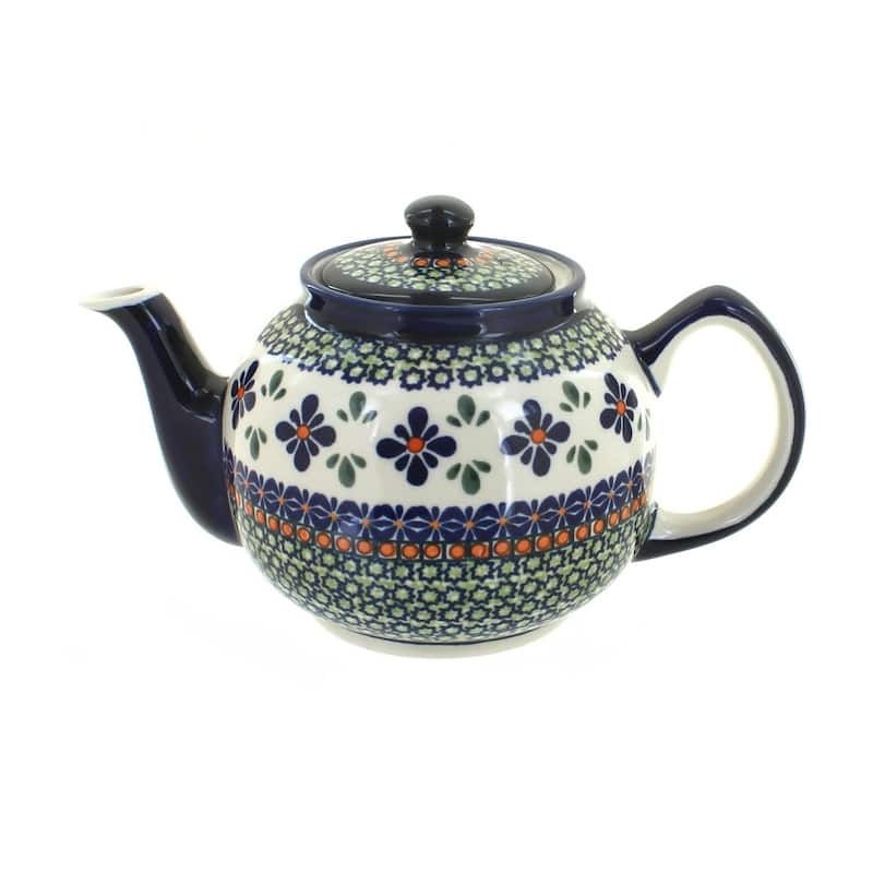 Blue Rose Polish Pottery 596 Zaklady Medium Teapot - Mosaic Flower