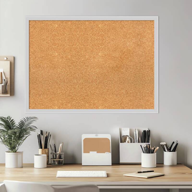 Incline Silver Wood Framed Cork Board - Bulletin Board, Organization Board, Pin Board