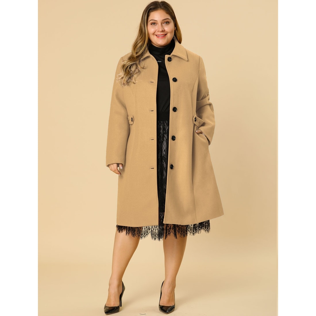 plus size single breasted coat