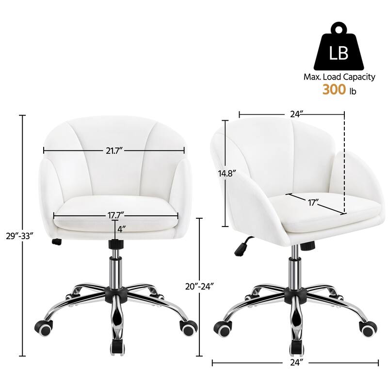 Yaheetech Modern Swivel Rolling Desk Chair Makeup Vanity Chair for Home Office