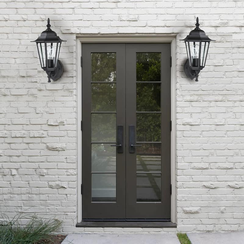 14.38"H Matte Black Outdoor Wall Lantern Sconce