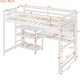 preview thumbnail 13 of 25, Stylish & Simple Twin Size Wooden Loft Bed with Shelves, Desk and Writing Board, Maximized space, Health and Comfort, White
