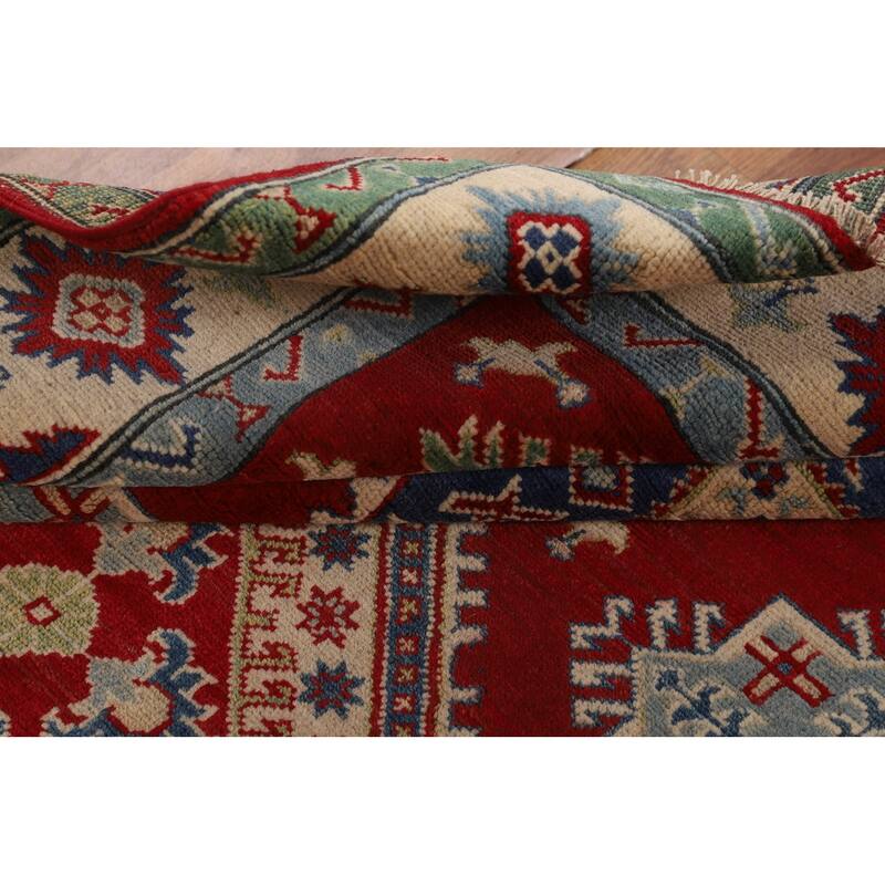 Oriental Red Kazak Area Rug Handmade Wool Carpet - 5'2" x 6'7"