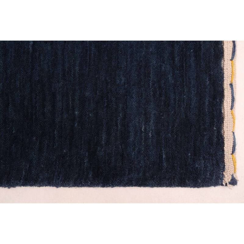 ECARPETGALLERY Hand Loomed Indo Gabbeh Dark Navy Wool Rug - 8'3 x 9'10